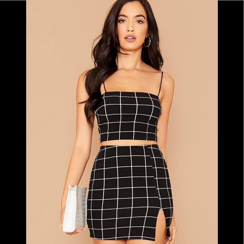 SHEIN Matching Black Cami Top & Skirt set - Size S